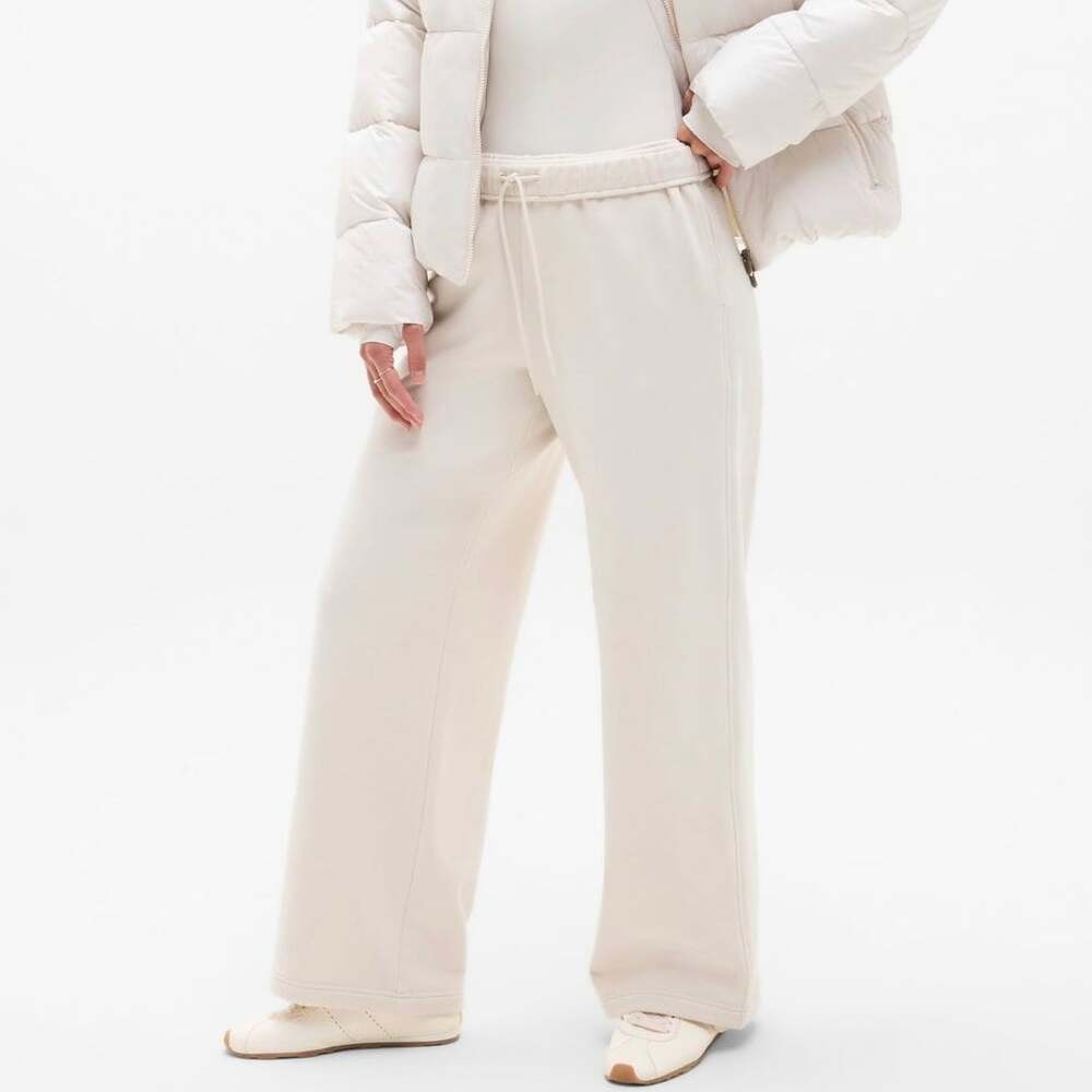 Athleta Forever Fleece Wide Leg Pant Bone Size Medium NWT